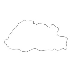 Highly detailed Bhutan map  with borders isolated on background