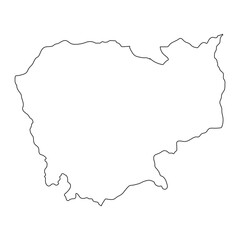 Highly detailed Cambodia map with borders isolated on background