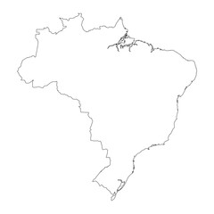 Highly detailed Brazil map  with borders isolated on background