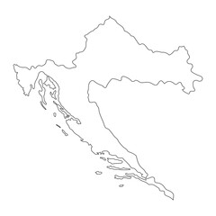 Highly detailed Croatia map with borders isolated on background