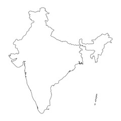 Highly detailed India map with borders isolated on background