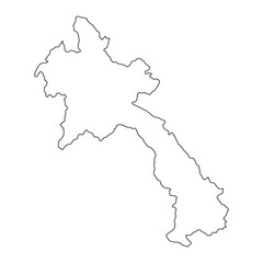 Highly detailed Laos map with borders isolated on background