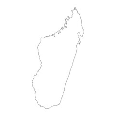 Highly detailed Madagascar map with borders isolated on background