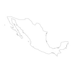 Highly detailed Mexico map with borders isolated on background