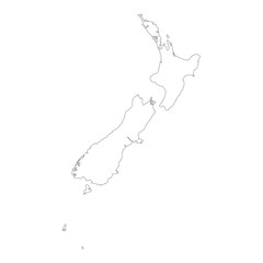 Highly detailed New Zealand map with borders isolated on background