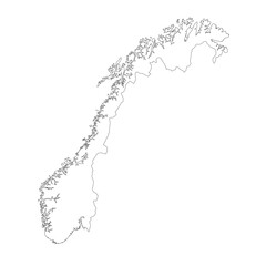 Highly detailed Norway map with borders isolated on background