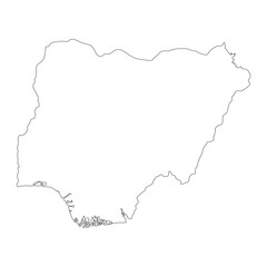 Highly detailed Nigeria map with borders isolated on background