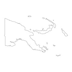 Highly detailed Papua New Guinea map with borders isolated on background