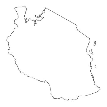 Highly detailed Tanzania map with borders isolated on background