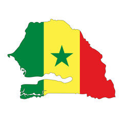 Senegal map silhouette with flag isolated on white background