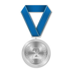 Silver award medal with number Illustration from geometric shapes
