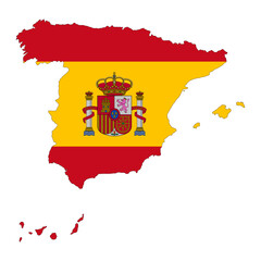 Fototapeta premium Spain map silhouette with flag isolated on white background