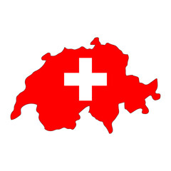 Switzerland map silhouette with flag isolated on white background