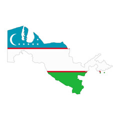 Uzbekistan map silhouette with flag isolated on white background