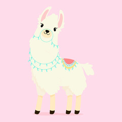 White alpaca with mexican decorations