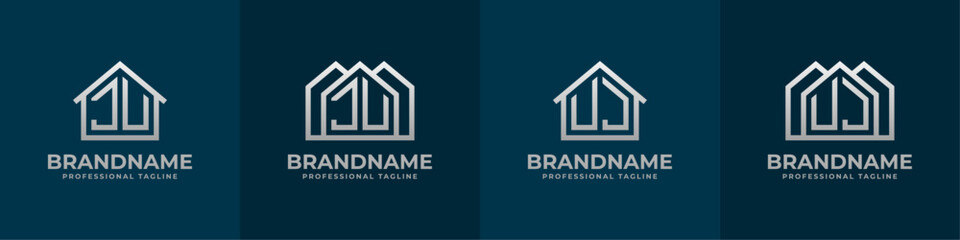 Letter JU and UJ Home Logo Set. Suitable for any business related to house, real estate, construction, interior with JU or UJ initials. © Prayoga