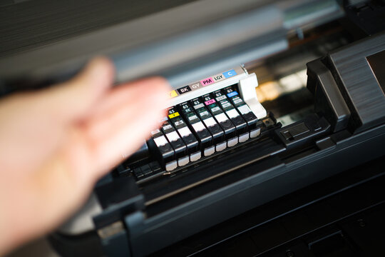 Photo printer inks. high quality poster printing. Home studio. Photo equipment. 