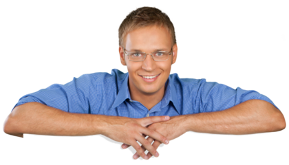 Casually dressed male with his arms folded