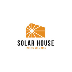 Creative Solar Panel with House Logo Design Concept Vector Illustration Symbol Icon