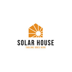 Creative Solar Panel with House Logo Design Concept Vector Illustration Symbol Icon