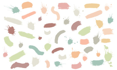 Hand made color brush stroke and blots set. Vector stock illustration isolated on white background for decoration presentation, social media banners, shopping sale template. 