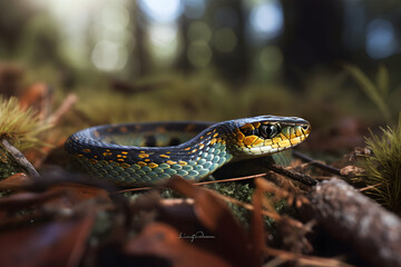 Obraz premium Garter Snakes in Their Natural Habitat. Generative AI