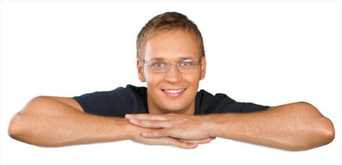 Casually dressed male with his arms folded