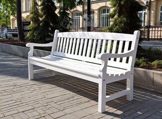Decorative park bench. Isolated created with Generative AI technology