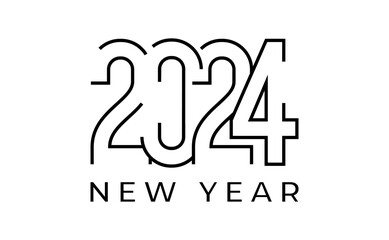 2024 new year logo text design. 2024 number design template. Calendar simple icon. Modern abstract banner. Vector graphic illustartion