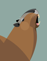 Capybara yawns - obrazy, fototapety, plakaty