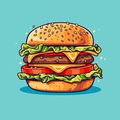 burger vector icon illustration, hamburger illustration isolated, burger illustration