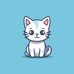 Obraz premium Cute cat vector illustration isolated into white background, Cute cat cartoon icon, cute cat t-shirt design, Cartoon cat sticker