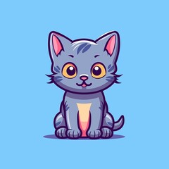 Cute cat vector illustration isolated into white background, Cute cat cartoon icon, cute cat t-shirt design, Cartoon cat sticker