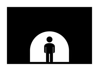 トンネルと人のシルエット