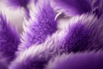 Fototapeta na wymiar Ultra Violet feathers closeup Abstract pastel purple soft fluffy texture background design, ai generative