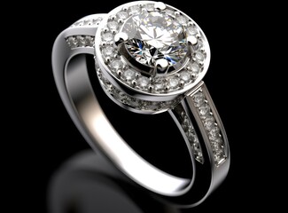 Diamond Ring Isolated created with Generative AI technology