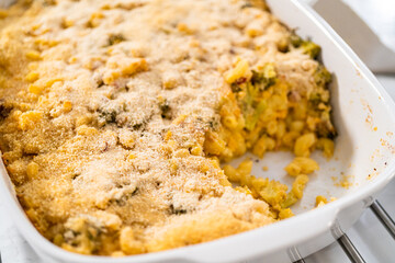 Macaroni and cheese with broccoli