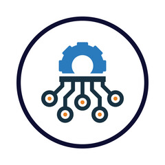 Integration, optimization, technology, gear, Artificial Intelligence icon