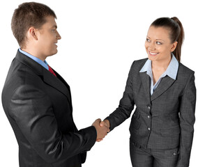 Portrait of Two Business People Shaking Hands