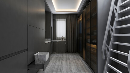 laundry room, ironing room, clothes room, modern laundry room, corridor in a hotel, corridor in the office