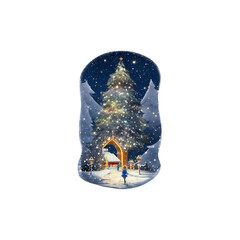 blue christmas ball with snow