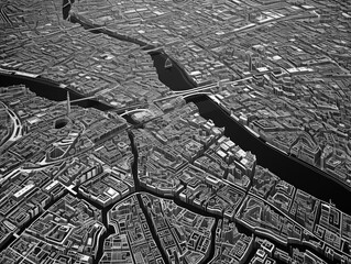 Obraz premium Illustration map of an imaginary city