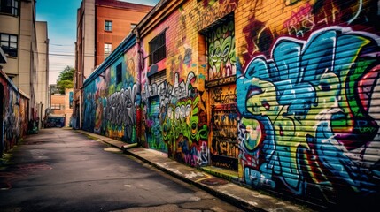 Fototapeta premium Vibrant Urban Street Art. Generative AI