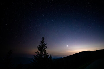 night sky with stars and Venus
