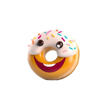donut with glaze and sprinkles on the head 3d illustration