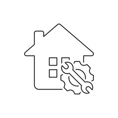 Home repair. House renovation, construction icon line style isolated on white background. Vector illustration