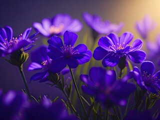 Fototapeta na wymiar a bunch of purple flowers on a purple background. ai generative