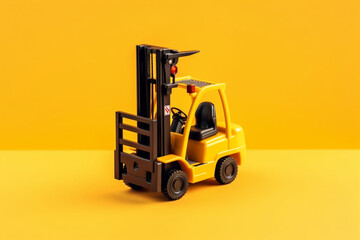 High angle forklift on yellow background
