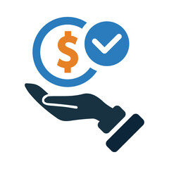 money, hand, tick, payment, money on hand icon