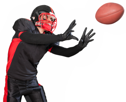 Football Player Catching the Ball - Isolated